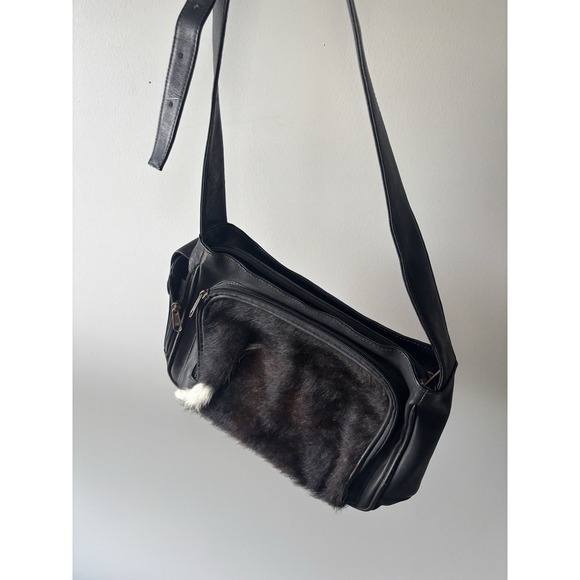 EKA Genuine Leather Satchel Bag Fur Black Western Boho Vintage Legacy Leather - Picture 1 of 10